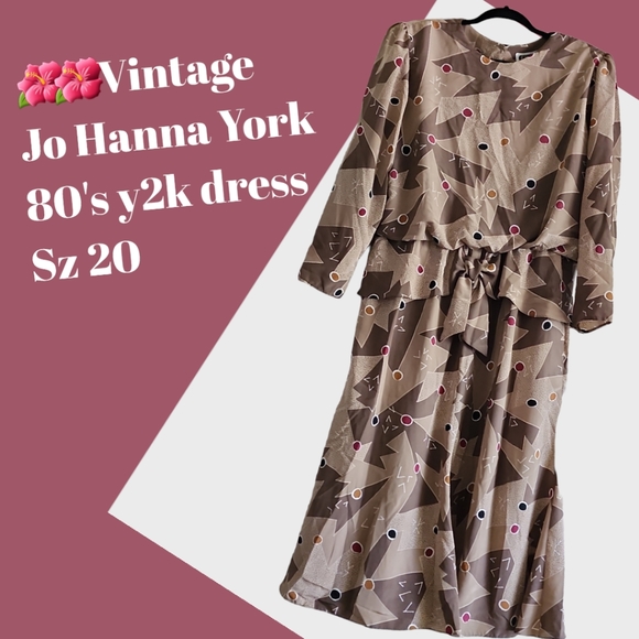 JoHanna York Dresses & Skirts - Vintage  y2k Jo Hanna York dress Geometic  design  shoulder pads Sz 20